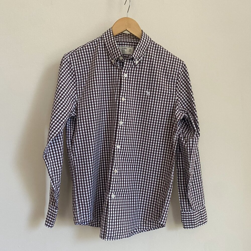 Abercrombie & Fitch Burgundy Gingham Button Down - Extra Small (XS) / Cotton